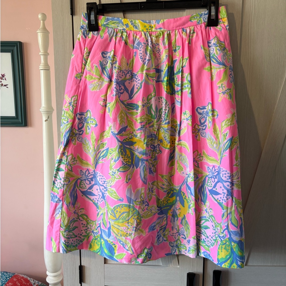 Lilly Pulitzer Vibrant Pink Floral A-Line Skirt
